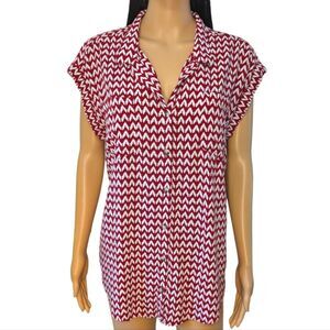 Jach's Girlfriend Red & White Sleeveless Button Down Shirt
